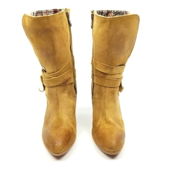 FREEBIRD by Steven Riot Tan Suede Tied Chunky Heel Ankle Cowgirl Boots Womens 6 - Picture 7 of 11